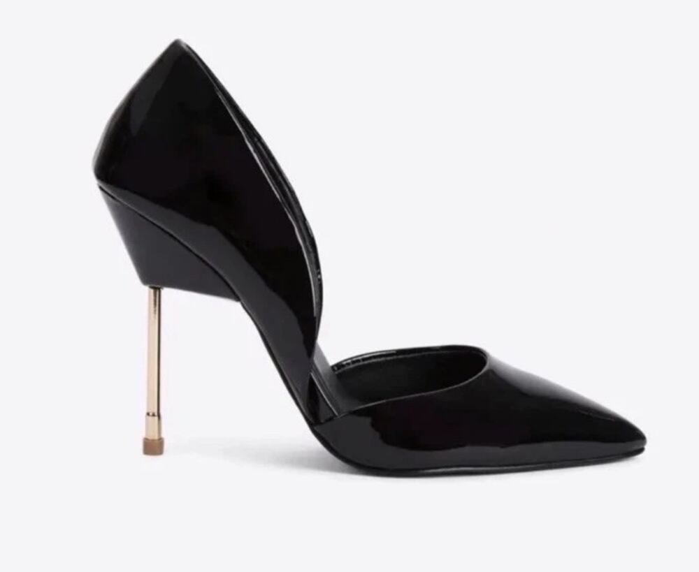 KURT GEIGER LONDON Black Bond 90 d'Orsay Pump Patent Leather Heels 37 US 7 NIB